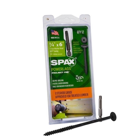 Spax SPAX PowerLag 1/4 in. in. X 6 in. L T-30 Washer Head Serrated Structural Screws 45818207015243